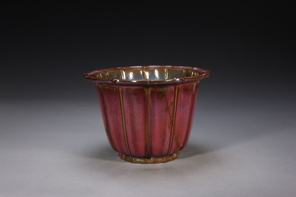 图片[1]-Jun kiln rose-purple glaze rhombic flowerpot-China Archive